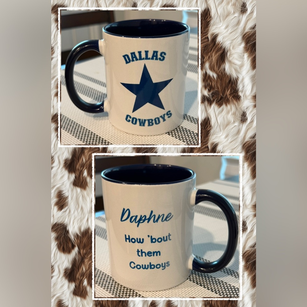 NFL Dallas Cowboys White and Dark Blue Mug personalized!12oz mug